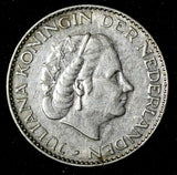 Netherlands Juliana Silver 1955 1 Gulden 25mm KM# 184  (28 507)