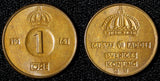 Sweden Gustaf VI Adolf Bronze 1961 TS 1 Ore GEM BU Toned KM# 820 (30 226)