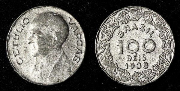 BRAZIL Dr. Getulio Vargas Copper-Nickel 1938 100 Reis 1st Year  KM# 544 ( 602)