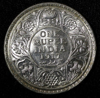India-British George V Silver 1917 (C) 1 Rupee Calcutta  aUNC /UNC KM# 524 (051)