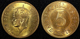 Seychelles George VI Bronze 1948 5 Cents Nice Red UNC KM# 7 (24 929)