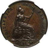Great Britain George IV Copper 1826 Farthing Bare Bust NGC MS62 BN KM# 697 (020)