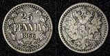 Finland Alexander II Silver 1866 S 25 Penniä VF Toned Scarce KM# 6.1 (28 806)