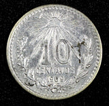 Mexico ESTADOS UNIDOS MEXICANOS Silver 1909 M 10 Centavos BETTER DATE KM#428 (4)
