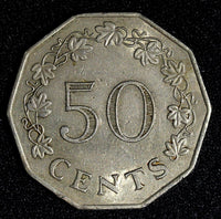 MALTA Copper-Nickel 1972 50 Cents Great Siege Monument KM# 12 (27 963)