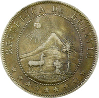 BOLIVIA Copper-Nickel 1909 10 Centavos  KM# 174.3  (25 011)