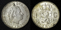 Netherlands Juliana Silver  1955 1 Gulden 25 mm Royal Dutch KM# 184  (27 952)