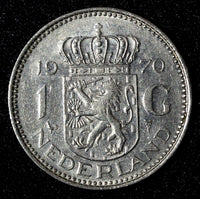 Netherlands Juliana Nickel  1970 1 Gulden 25 mm Better Date KM# 184a  (945)