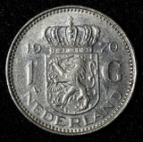 Netherlands Juliana Nickel  1970 1 Gulden 25 mm Better Date KM# 184a  (945)