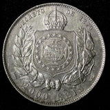 BRAZIL Pedro II Silver 1889 2000 Reis 37mm Last Year Type  XF KM# 485 (27 412)