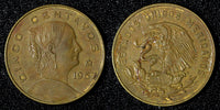 MEXICO Bronze 1967 Mo 5 Centavos Large type KM# 426 (27 910)