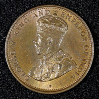 Ceylon George V Copper 1926 1/2 Cent UNC  KM# 106 (27 980)