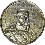 BRAZIL Silver 1932 2000 Reis NGC UNC DET.400th Annivers.of Colonization KM532(4)
