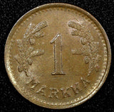Finland Copper 1951 H 1 Markka  UNC KM# 30a (24 089)