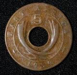 East Africa George VI Bronze 1939 H 5 Cent KM# 25  (30 060)