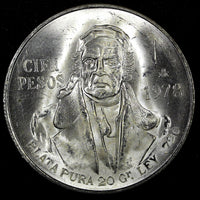 Mexico ESTADOS UNIDOS MEXICANOS Silver 1978 Mo 100 Pesos UNC 39mm KM# 483.2 (12)