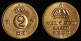 Sweden Gustaf VI Adolf Bronze 1959 TS 2 Ore GEM BU  KM# 821 (30 196)