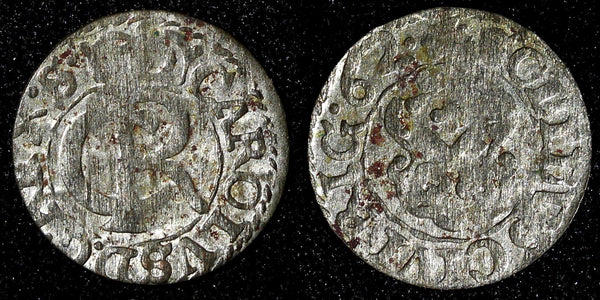 Livonia Riga CARL XI of Sweden (1660-1697)Silver 1662 Solidus,Schilling KM#55(5)