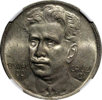 BRAZIL Oswaldo Cruz Copper-Nickel 1937 400 Reis NGC MS64 KM# 539 (029)