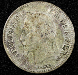 FRANCE Napoleon III Silver 1866 A  20 Centimes KM# 805.1  (067)