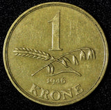 Denmark Aluminum-Bronze Christian X 1946 NS 1 Krone KM# 835 (28 638)
