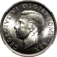GREAT BRITAIN George VI Silver 1942 Florin 2 Shilling NGC MS64 WWII Issue KM#855