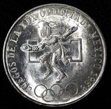 MEXICO Silver 1968 Mo  25 Pesos Olympic Games Low Rings GEM BU KM# 479.1 (987)