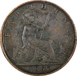 Great Britain Victoria Bronze 1860 Farthing Toned KM# 747.2  (24 910)