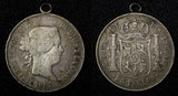 Spain Isabella II Silver 1867 1 Escudo 29 mm plus loop KM# 626.1 (29 006)