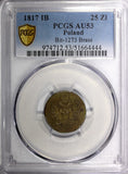 POLAND 1817 IB Ducat 25 Zlotych Warsaw PCGS AU53 TOP GRADED RARE Bit-1273 (R4)