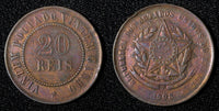 BRAZIL Bronze 1908 20 Reis Rio de Janeiro Mint KM# 490 (27 659)