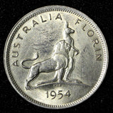 Australia Silver 1954 Florin Royal Visit of Elizabeth II Melt:$15.00 KM# 55 (33)
