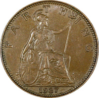 Great Britain George V (1910-1936) Bronze 1927 Farthing KM#825  (24 902)