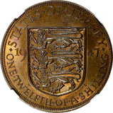 JERSEY George VI Bronze 1947 1/12 Shilling Mintage-444 000 NGC MS63 BN KM# 18(4)