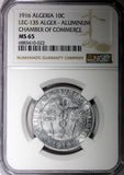 ALGERIA 1916 10 Centimes Chamber of Commerce NGC MS65 TOP GRADED KM# TnA5 (22)