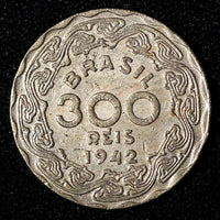 BRAZIL Copper-Nickel 1942 300 Reis Getúlio Dornelles Vargas WWII  KM# 546 (51)