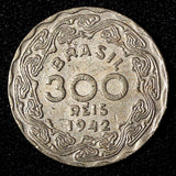 BRAZIL Copper-Nickel 1942 300 Reis Getúlio Dornelles Vargas WWII  KM# 546 (51)