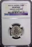 Sweden Carl XIII Silver 1810 OL 1/24 Riksdaler NGC AU Detail 1st DateType KM#580