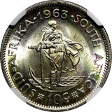 South Africa Silver 1963 10 Cents Jan van Riebeeck NGC MS65 GEM BU KM# 60 (040)