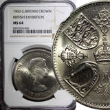 Great Britain Elizabeth II 1960 Crown NGC MS64 British Exhibition KM# 909 (005)