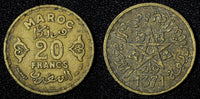 Morocco Mohammed V Aluminum-Bronze 1371 (1952) 20 Francs Y# 50 (27 664)