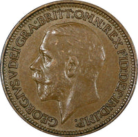 Great Britain George V (1910-1936) Bronze 1927 Farthing KM#825  (24 902)