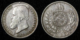 BRAZIL Pedro II Silver 1867  200 Reis 1st Year Type  KM# 471 (27 466)