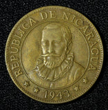 NICARAGUA Brass 1943 10 CENTAVOS 1 Year Type Philadelphia WWII  KM# 22 (30 103)