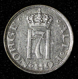 NORWAY Haakon VII Silver 1909 10 ORE 1st Year Type aUNC KM# 372 (30 093)