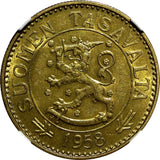 Finland Aluminum-Bronze 1958 H 50 Markka NGC MS62 BETTER DATE KM# 40 (050)