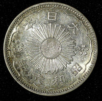 JAPAN Shōwa Silver Year 6 (1931)  50 Sen UNC Mint Luster Toned Y# 50 ( 28 317)