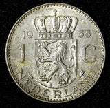 Netherlands Juliana Silver  1955 1 Gulden 25 mm Royal Dutch KM# 184  (27 953)