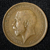 Great Britain George V Bronze 1916 1/2  Penny KM# 809 (28 911)