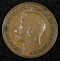 Great Britain George V  Bronze 1928 Farthing Choice XF KM# 825 (27 001)